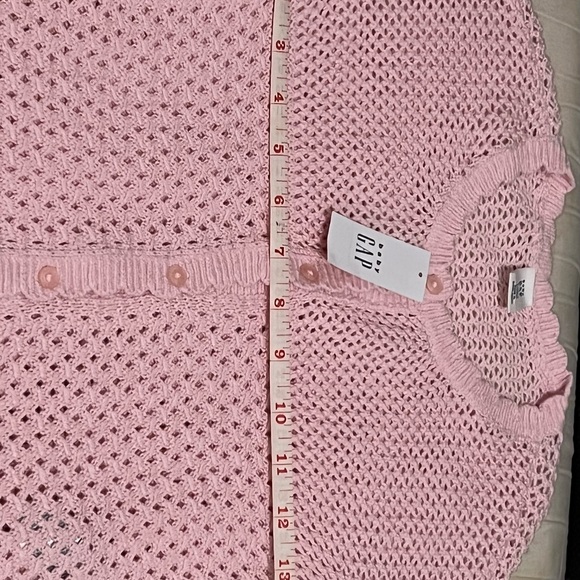 NWT: Baby Gap button down crochet, pink scalloped long sleeves and sweater hem. - Picture 3 of 5